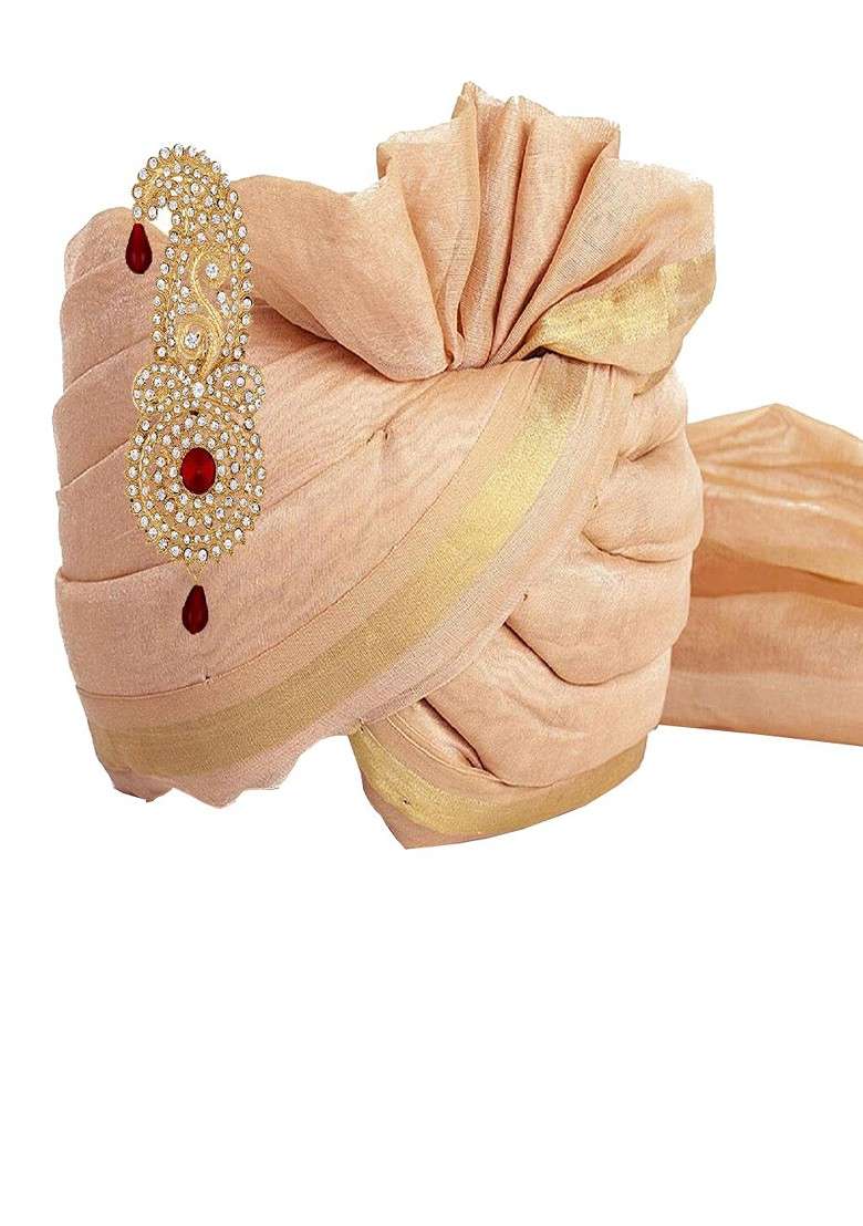 Men Stone Studded Beaded Safa Kalangi Brooch - Indya