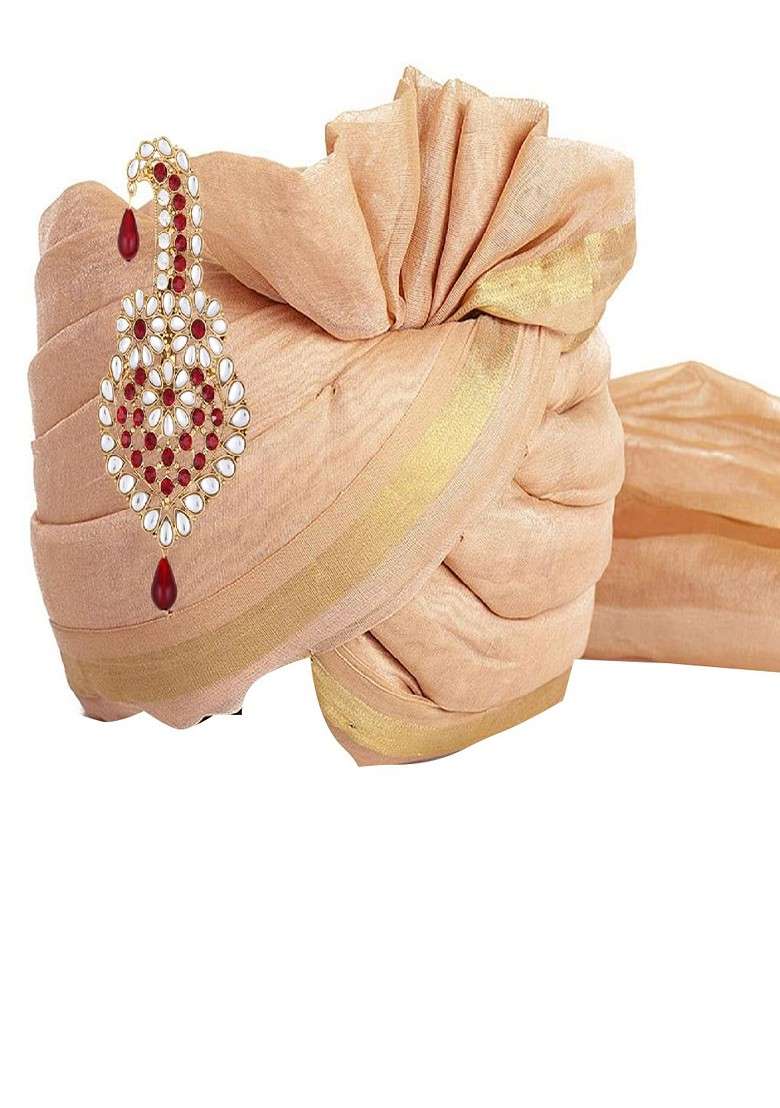 Men Stone Studded Beaded Safa Kalangi Brooch - Indya