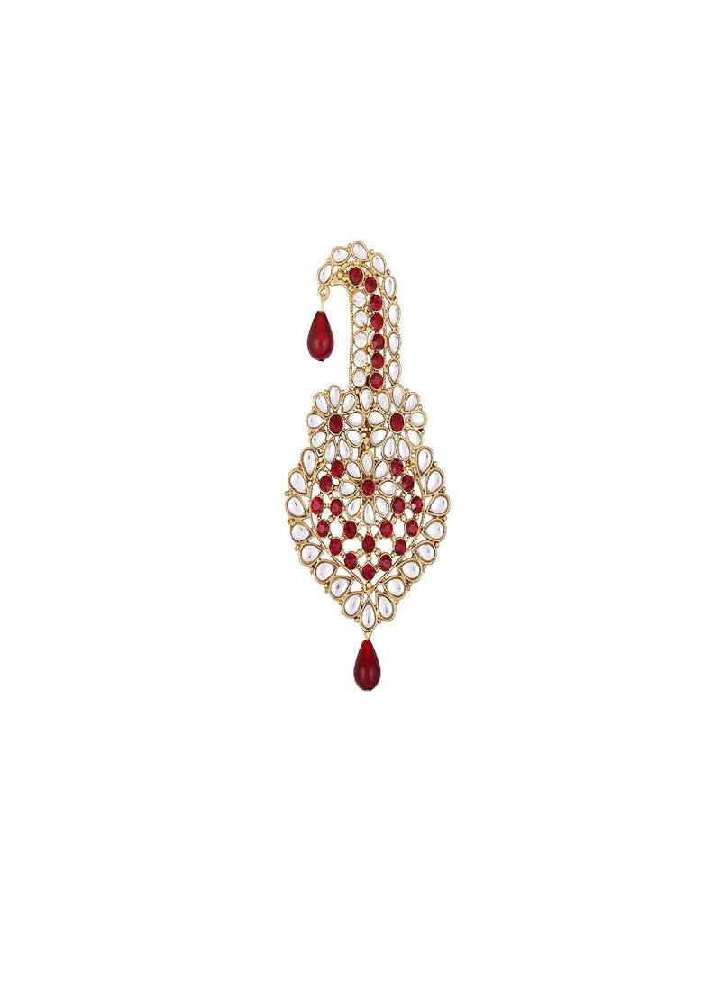 Men Stone Studded Beaded Safa Kalangi Brooch - Indya