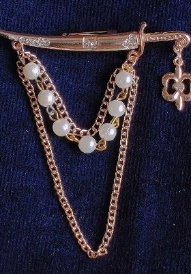 Men Alloy Sword Charm Triple Layer Chain Brooch