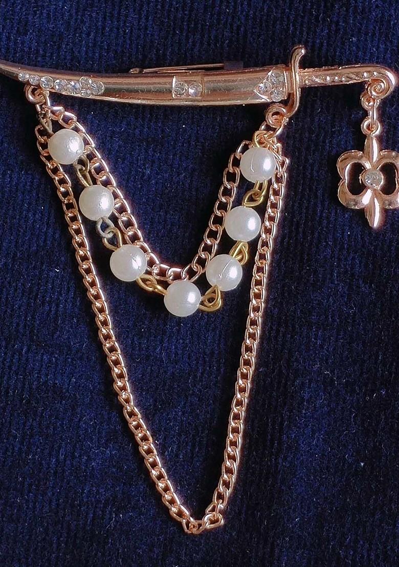 Men Alloy Sword Charm Triple Layer Chain Brooch