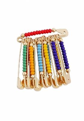 Maharashtrian Golden Safety Saree Pleats Pin Pearl Brooch