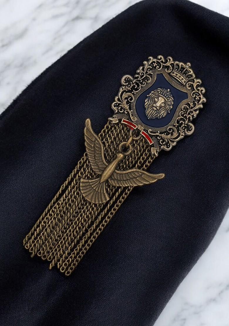 Men Lion Bird Shaped Hanging Chain Brooch