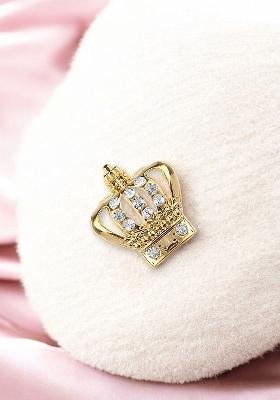 Alloy Studded Crown Charm Brooch