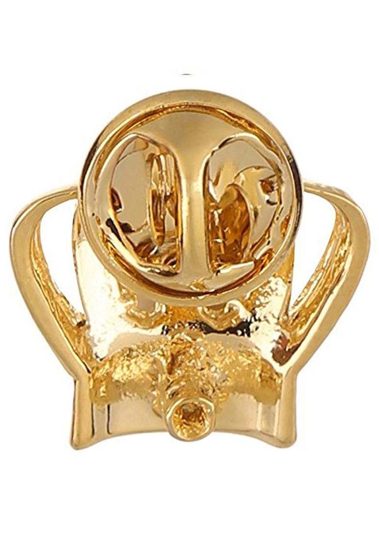 Alloy Studded Crown Charm Brooch