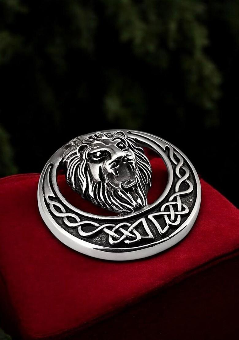 Men Roaring Lion Minimal Brooch