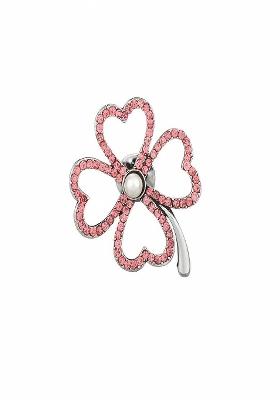 Women Floral Heart Shaped Stone Studded Alloy Brooch