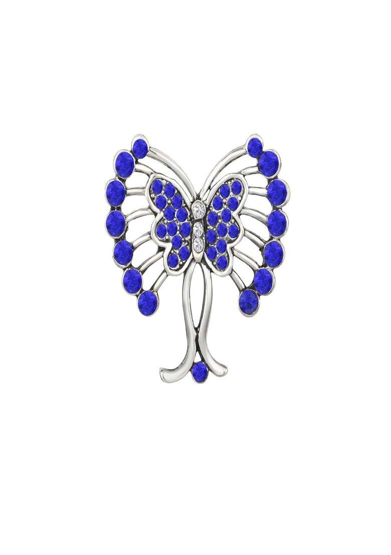 Women Stones Studded Butterfly Design Brooch - Indya