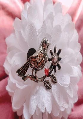 Women Stones Studded Sparrow Design Brooch