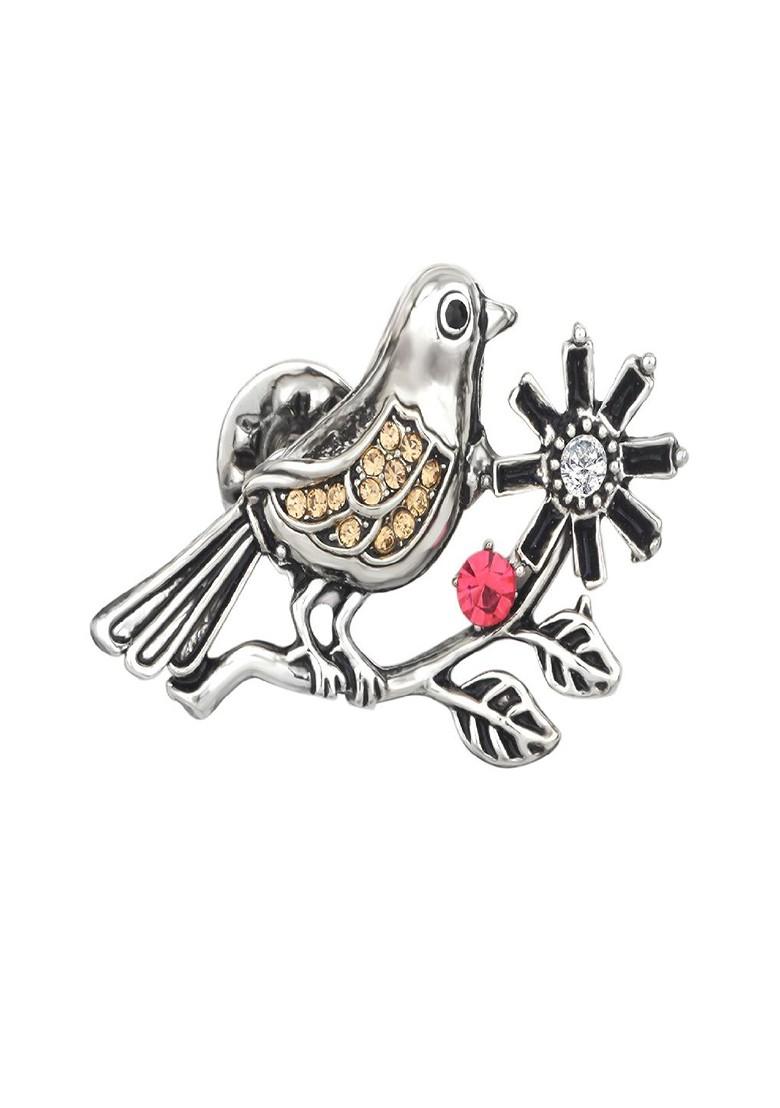 Women Stones Studded Sparrow Design Brooch