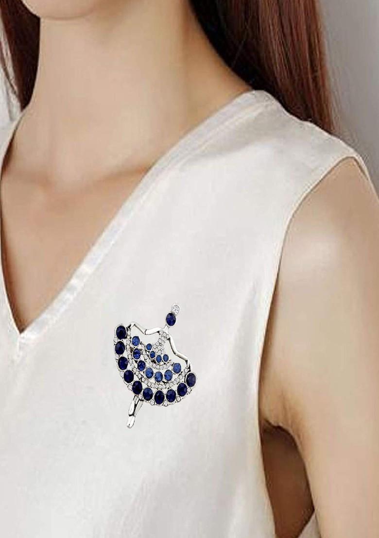 Women Dancing Doll Shaped Stone Studded Brooch