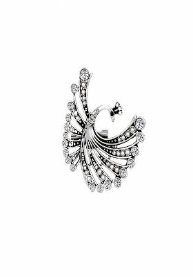 Women Flying Peacock Shape Stone Studded Brooch