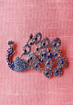 Women Stone Studded Radiant Peacock Brooch