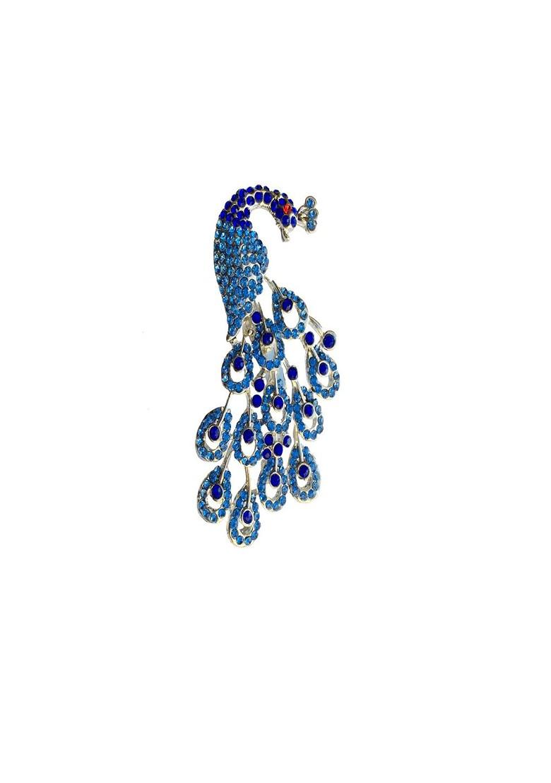Women Stone Studded Radiant Peacock Brooch