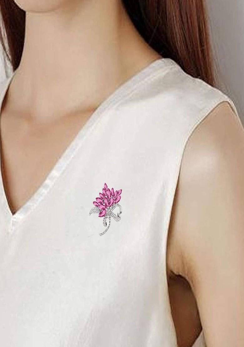 Silver Plated Alloy Crystal Brooch
