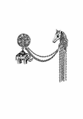 Men Baby Elephant Horse Face Shaped Brooch
