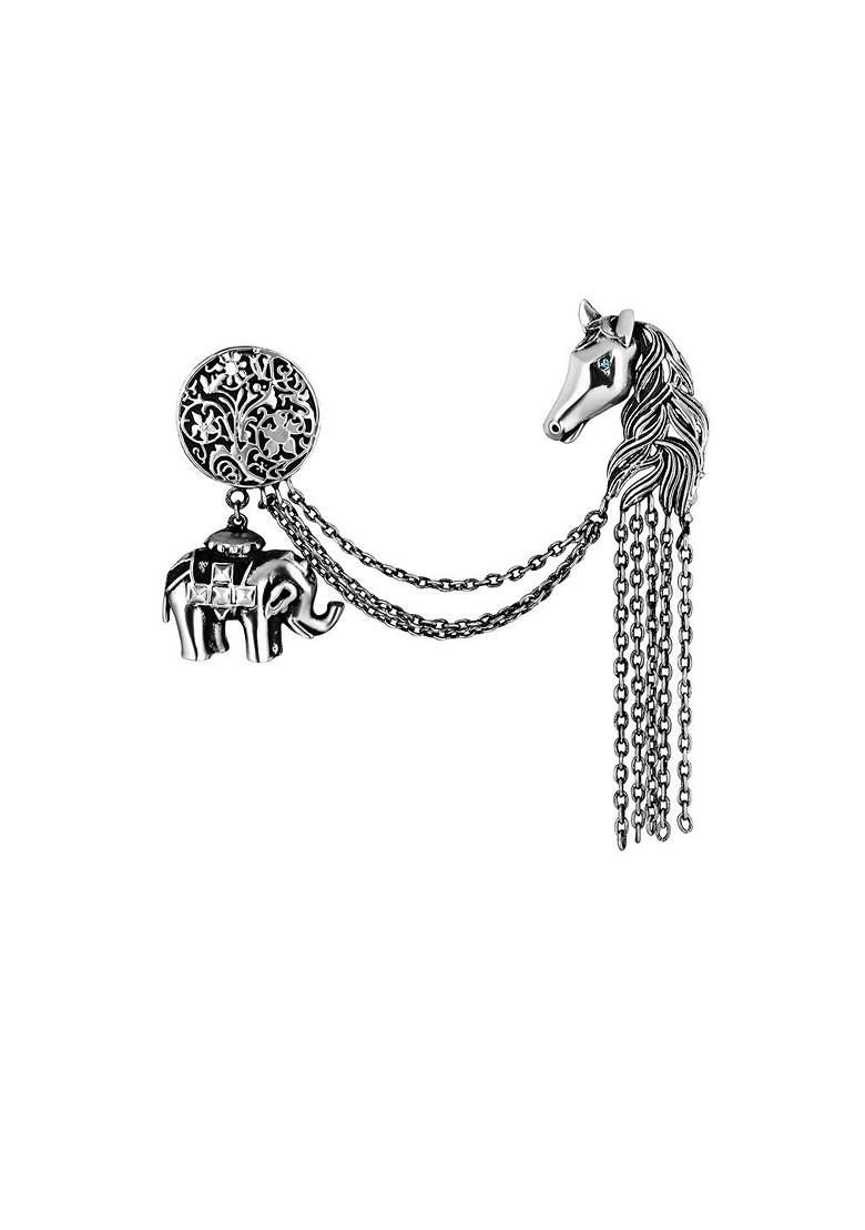 Men Baby Elephant Horse Face Shaped Brooch