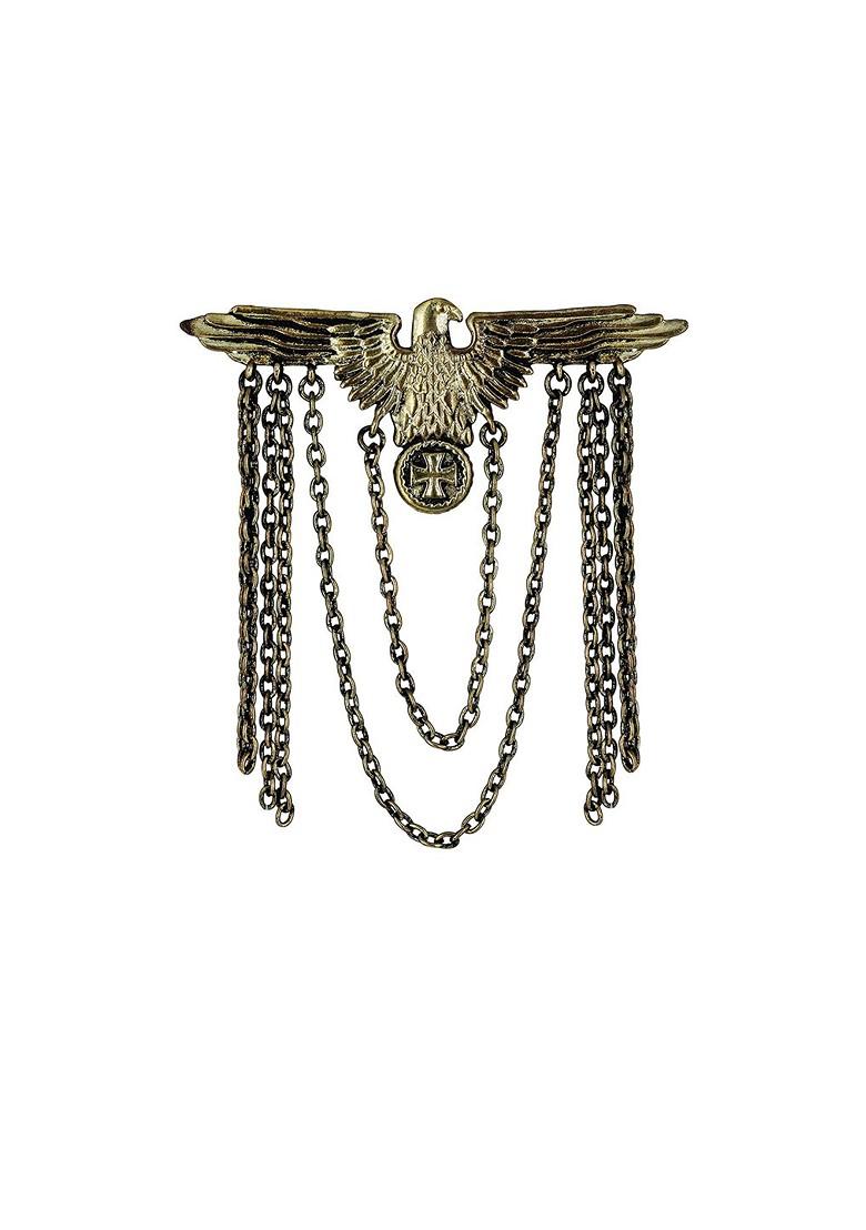 Men Gold Plated Flying Eagle Chain Shervani Brooch