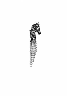 Men Horse Shaped Tassel Chain Brooch