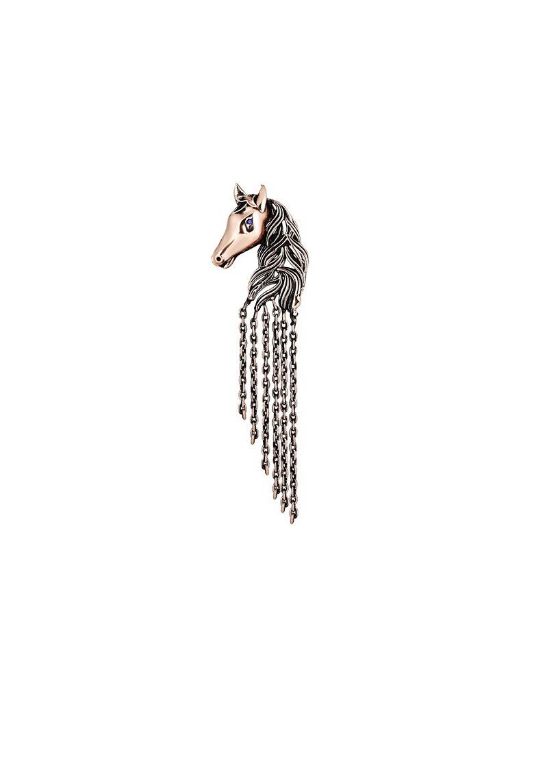 Men Rose Gold Plated Horse Shaped Brooch