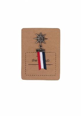 Men Bronze Toned White Textured Star Logo Lapel Pin