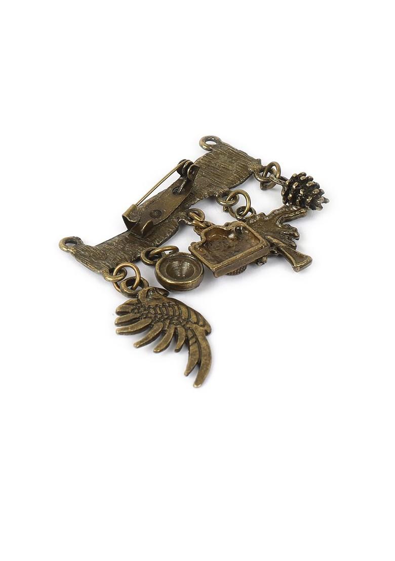Men Gold Toned Metal Brooch