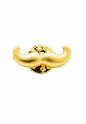 Men Silver Plated Gold Toned Moustache Shaped Brooch