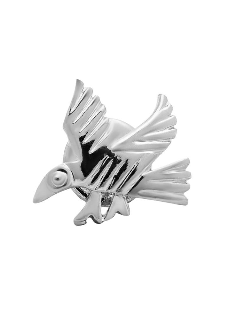 Men Flying Bird Design Silver Plated Brooch Lapel Pin