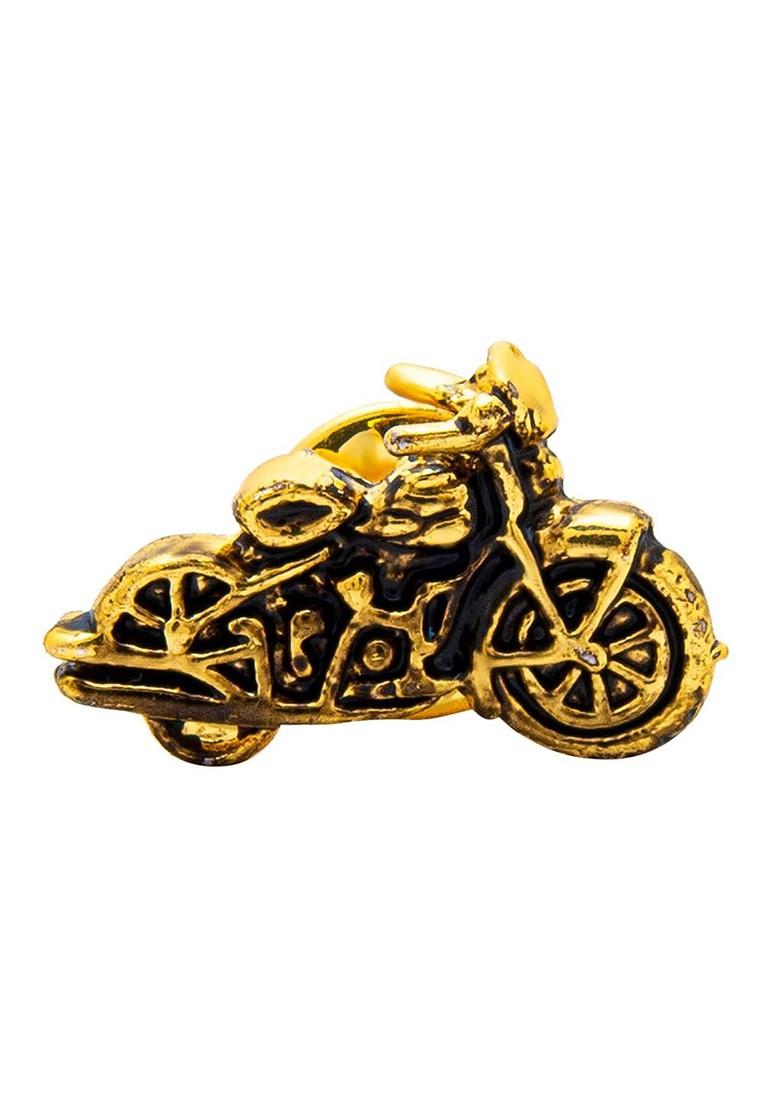 Men Gold Toned Antique Bike Brooch Lapel Pin