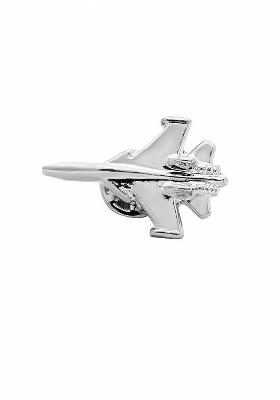 Men Silver Toned Fighter Jet Aircraft Design Brooch
