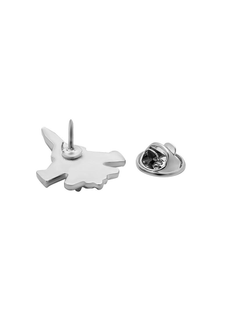 Men Silver Toned Fighter Jet Aircraft Design Brooch