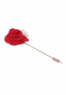 Women Red Rose Gold Toned Floral Leaf Shaped Brooch