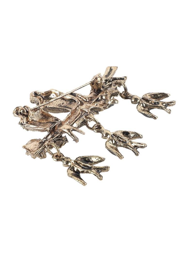 Men Gold Toned Black Textured Brooch Pin