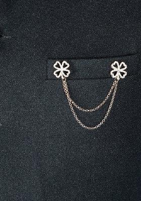 Men Gold Toned White Stone Studded Brooch Pin