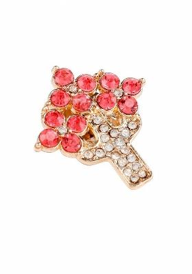 Men Pink Gold Toned Embellished Brooch Pin