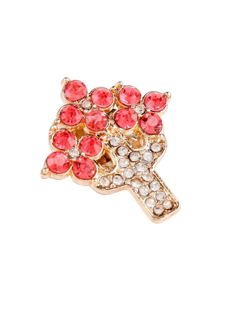 Men Pink Gold Toned Embellished Brooch Pin