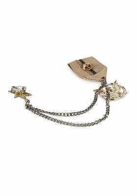Men Gold Toned Embellished Stylish Brooch Pin