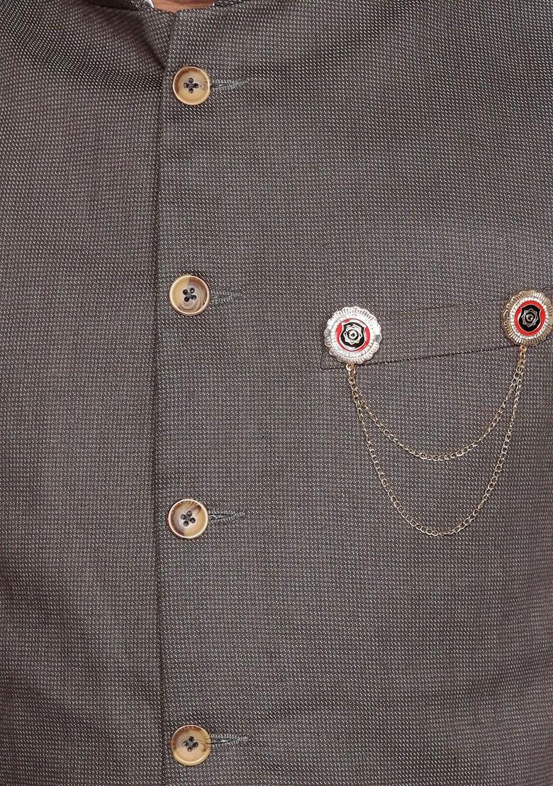 Men Gold Toned White Stones Studded Embellished Brooch