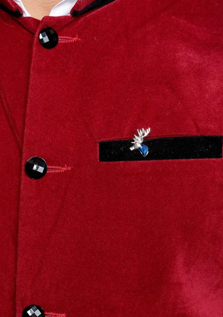 Men Silver Toned Blue Embellished Deer Brooch Pin