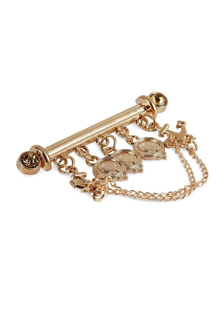 Men Gold Toned Embellished Stylish Brooch Pin