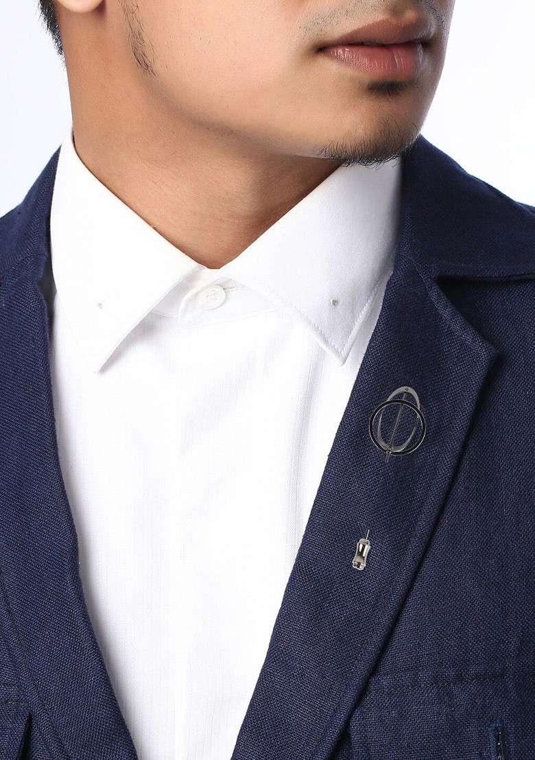 Men Grey Solid Brooch - Indya
