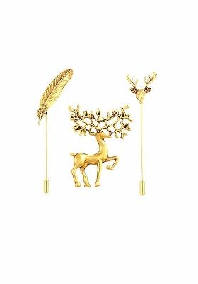 Men Set Of 3 Gold Toned Minimal Lapel Pin