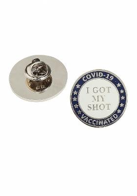 Men White Navy Blue Printed Lapel Pin