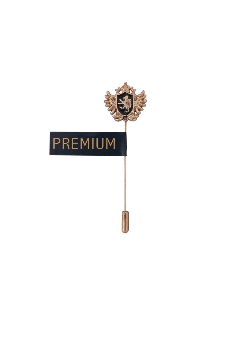 Black Gold Toned Coat Of Arms Brooch Lapel Pin