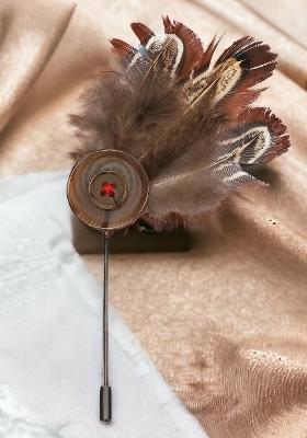 Brown Silver Toned Ravishing Floral Handmade Lapel Pin