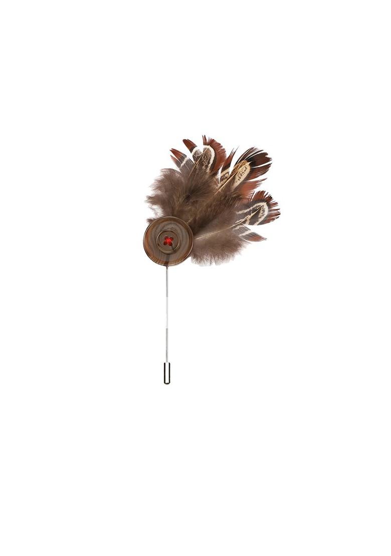 Brown Silver Toned Ravishing Floral Handmade Lapel Pin