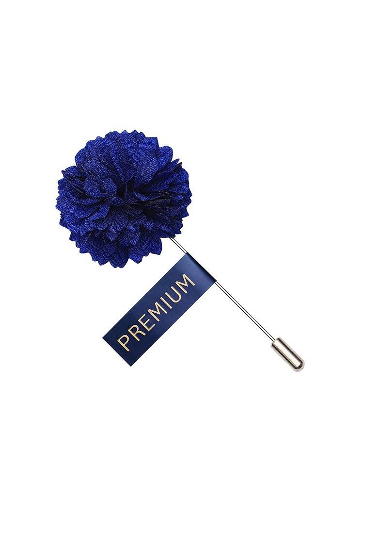 Blue Silver Toned Velvet Floral Brooch Lapel Pin