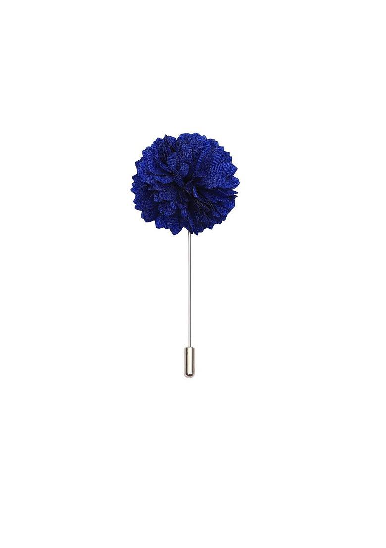 Blue Silver Toned Velvet Floral Brooch Lapel Pin