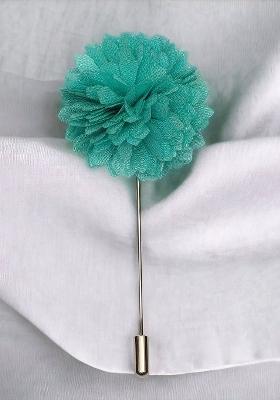 Blue Silver Toned Velvet Floral Brooch Lapel Pin