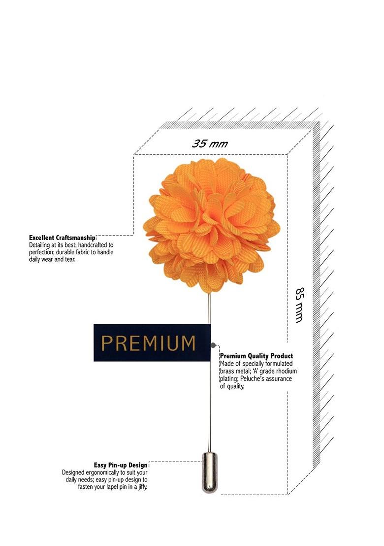 Men Yellow Silver Toned Floral Brooch Lapel Pin